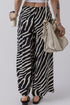 Summer Safari Zebra Stripe Print Flowy Wide Leg Pants